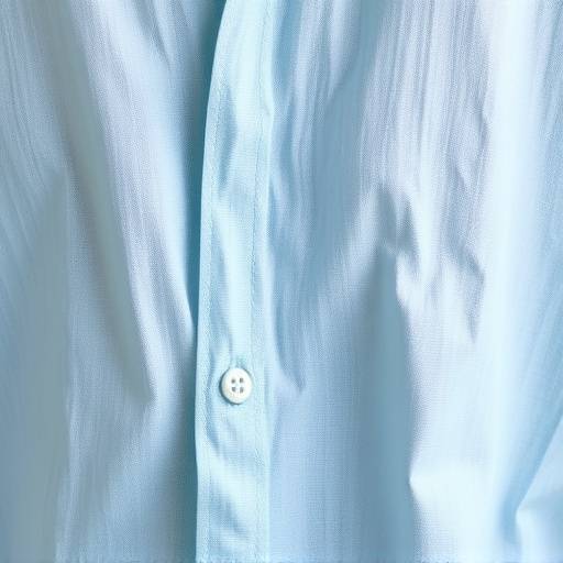 Close-up de uma camisa de linho azul claro, destacando a textura natural do tecido.