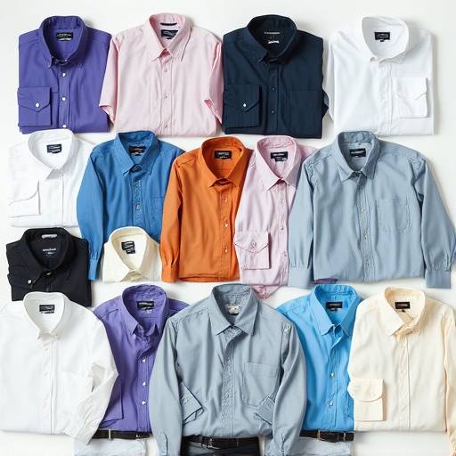 Foto de camisas sociais em diversas cores e tecidos, ideais para o trabalho e eventos formais.